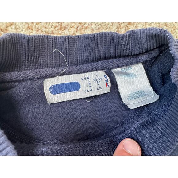 Vintage FILA Sweatshirt, Navy Blue, 80's/90's, Size LG Crew Neck; - Picture 3 of 10